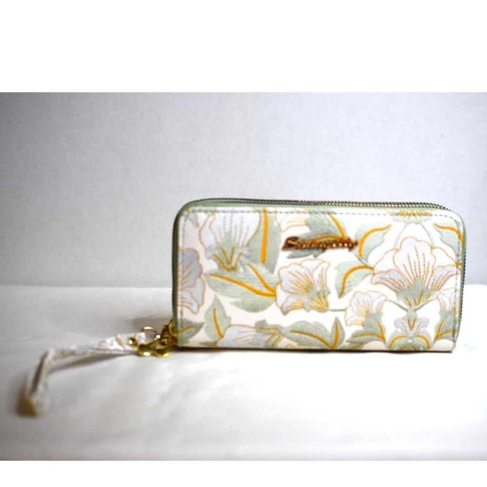 NWOT Mint Winter Sage Floral Pattered Long Zip Around Wristlet Wallet